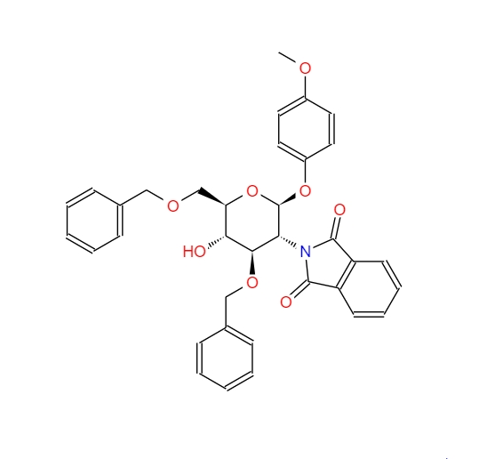 4-甲氧苯基3,6-二-O-苄基-2-脱氧-2-苯二甲酰亚氨基-Β-D-吡喃葡萄糖苷 129575-89-9