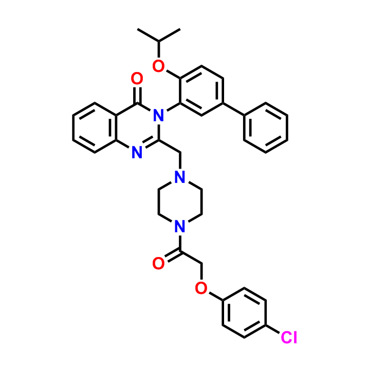 2-((4-(2-(4-氯苯氧基)乙酰基)哌嗪-1-基)甲基)-3-(4-异丙氧基-[1,1'-联苯]-3-基)喹唑啉-4(3H)-酮