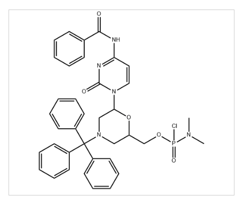 N,N-dimethyl-[6-[4-(benzoylamino)-2-oxo-1(2H)-pyrimidinyl]-4-(triphenylmethyl)-2-morpholinyl]methyl ester phosphoramidochloridic acid