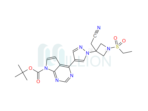 叔-丁基 4-(1-(3-(氰基甲基)-1-(乙基磺酰)吖丁啶-3-基)-1H-吡唑-4-基)-7H-吡咯并[2,3-D]嘧啶-7-羧酸酯 2055723-13-0