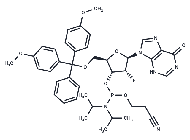 化合物 2’-Deoxy-5’-O-(4,4’-dimethoxytrityl)-2’-fluoro ? inosine 3’-CED phosphoramidite|TNU1617|TargetMol