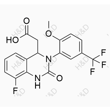 2-(8-fluoro-3-(2-methoxy-5-(trifluoromethyl)phenyl)-2-oxo-1,2,3,4-tetrahydroquinazolin-4-yl)acetic acid	来特莫韦杂质47