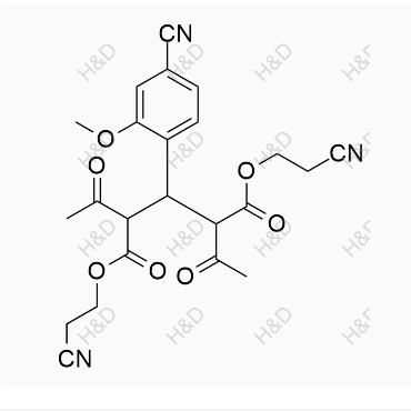非奈利酮杂质33	bis(2-cyanoethyl) 2,4-diacetyl-3-(4-cyano-2-methoxyphenyl)pentanedioate