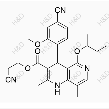 非奈利酮杂质34	2-cyanoethyl 5-(sec-butoxy)-4-(4-cyano-2-methoxyphenyl)-2,8-dimethyl-1,4-dihydro-1,6-naphthyridine-3-carboxylate
