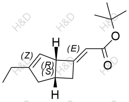 (E)-tert-butyl 2-((1S,5R)-3-ethylbicyclo[3.2.0]hept-3-en-6-ylidene)acetate	米诺巴林杂质9	