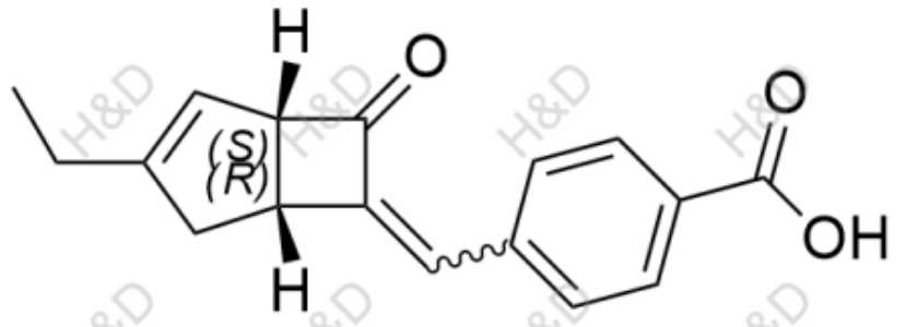 4-(((1S,5R)-3-ethyl-7-oxobicyclo[3.2.0]hept-2-en-6-ylidene)methyl)benzoic acid	米诺巴林杂质36	