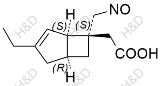 2-((1R,5S,6S)-3-ethyl-6-(nitrosomethyl)bicyclo[3.2.0]hept-3-en-6-yl)acetic acid	米诺巴林杂质43	