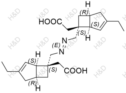 2,2'-((1R,1'R,5S,5'S,6S,6'S)-((E)-diazene-1,2-diylbis(methylene))bis(3-ethylbicyclo[3.2.0]hept-3-ene-6,6-diyl))diacetic acid	米诺巴林杂质45	