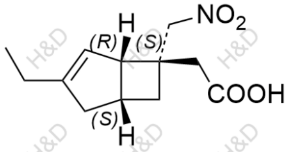 2-((1S,5R,6S)-3-ethyl-6-(nitromethyl)bicyclo[3.2.0]hept-3-en-6-yl)acetic acid	米诺巴林杂质46	