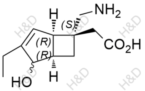 2-((1R,5R,6S)-6-(aminomethyl)-3-ethyl-2-hydroxybicyclo[3.2.0]hept-3-en-6-yl)acetic acid	米诺巴林杂质65	