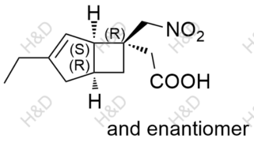 2-((1SR,5RS,6SR)-3-ethyl-6-(nitromethyl)bicyclo[3.2.0]hept-3-en-6-yl)acetic acid	米诺巴林杂质68	