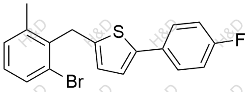 2-(2-bromo-6-methylbenzyl)-5-(4-fluorophenyl)thiophene	卡格列净杂质74	