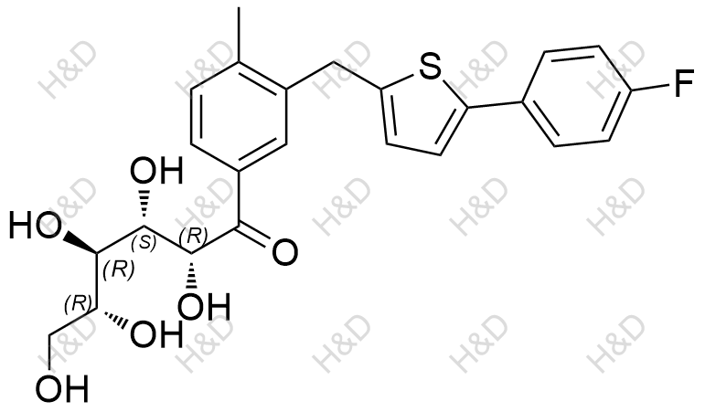 (2R,3S,4R,5R)-1-(3-((5-(4-fluorophenyl)thiophen-2-yl)methyl)-4-methylphenyl)-2,3,4,5,6-pentahydroxyhexan-1-one	卡格列净杂质87	