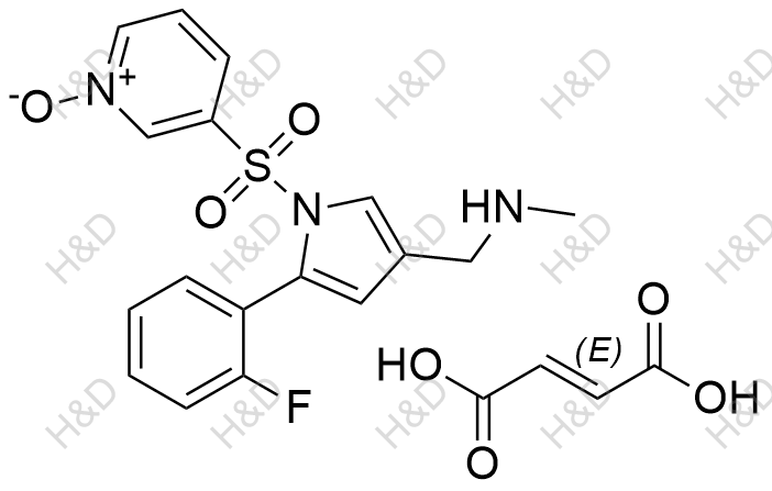 3-((2-(2-fluorophenyl)-4-((methylamino)methyl)-1H-pyrrol-1-yl)sulfonyl)pyridine 1-oxide fumarate	沃诺拉赞杂质45(富马酸盐)	