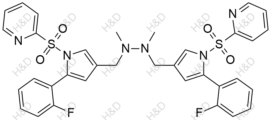 1,2-bis((5-(2-fluorophenyl)-1-(pyridin-2-ylsulfonyl)-1H-pyrrol-3-yl)methyl)-1,2-dimethylhydrazine	沃诺拉赞杂质61	