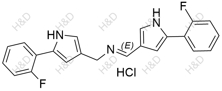 (E)-1-(5-(2-fluorophenyl)-1H-pyrrol-3-yl)-N-((5-(2-fluorophenyl)-1H-pyrrol-3-yl)methylene)methanamine hydrochloride	沃诺拉赞杂质69(盐酸盐)	