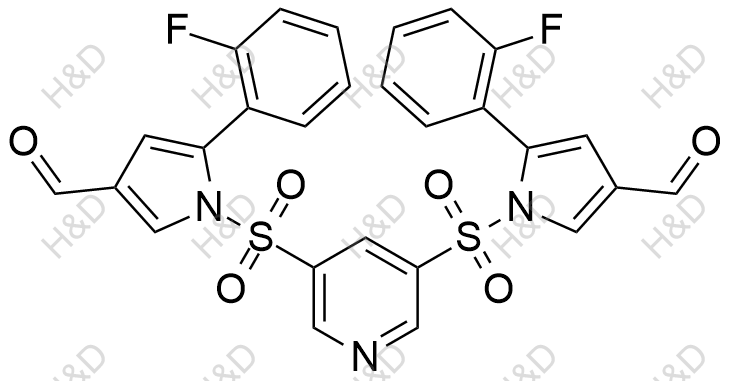 1,1'-(pyridine-3,5-disulfonyl)bis(5-(2-fluorophenyl)-1H-pyrrole-3-carbaldehyde)	沃诺拉赞杂质97