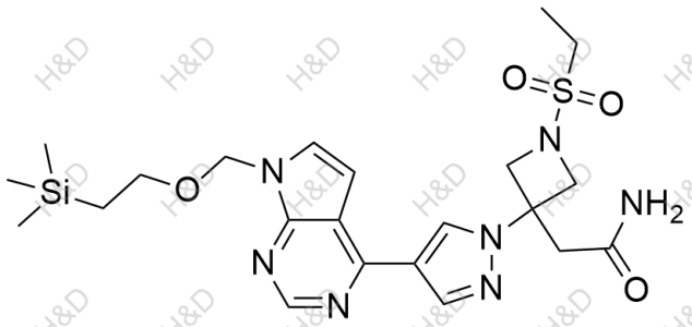 2-(1-(ethylsulfonyl)-3-(4-(7-((2-(trimethylsilyl)ethoxy)methyl)-7H-pyrrolo[2,3-d]pyrimidin-4-yl)-1H-pyrazol-1-yl)azetidin-3-yl)acetamide	巴瑞替尼杂质17