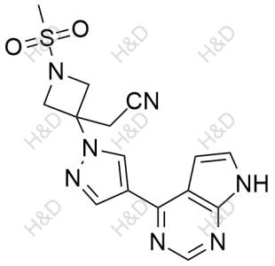 2-(3-(4-(7H-pyrrolo[2,3-d]pyrimidin-4-yl)-1H-pyrazol-1-yl)-1-(methylsulfonyl)azetidin-3-yl)acetonitrile	巴瑞替尼杂质49