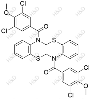 dibenzo[d,i][1,6,3,8]dithiadiazecine-7,14(6H,13H)-diylbis((3,5-dichloro-4-methoxyphenyl)methanone)	多替诺德杂质5