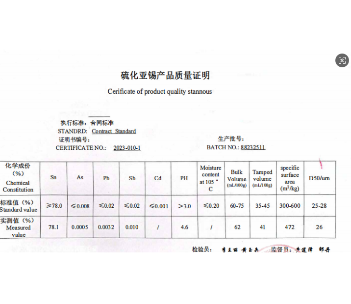   硫化亚锡  催化剂陶瓷着色剂 1314-95-0