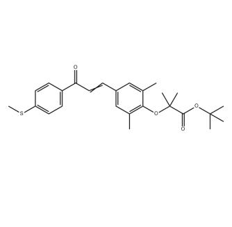 824932-90-3，Propanoic acid, 2-[2,6-dimethyl-4-[3-[4-(methylthio)phenyl]-3-oxo-1-propen-1-yl]phenoxy]-2-methyl-, 1,1-dimethylethyl ester 824932-90-3