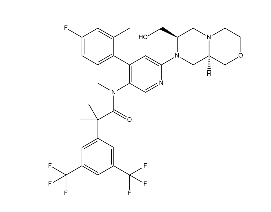 2-[3,5-双(三氟甲基)苯基]-N-[4-(4-氟-2-甲基苯基)-6-[(7R,9aR)-7-(羟基甲基)-1,3,4,6,7,8,9,9a-八氢[1,4]氧杂氮杂环己熳并[4,3-a]吡嗪-8-基]吡啶-3-基]-2,N-二甲基丙酰胺