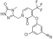 CAS 登录号：1338225-97-0, 3-氯-5-[[1-[(4,5-二氢-4-甲基-5-氧代-1H-1,2,4-三唑-3-基)甲基]-1,2-二氢-2-氧代-4-(三氟甲基)-3-吡啶基]氧基]苯甲腈