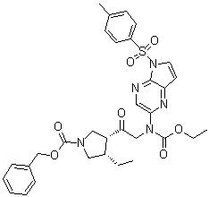 CAS 登录号：2050038-81-6, (3R,4S)-3-[2-[(乙氧羰基)[5-[(4-甲基苯基)磺酰基]-5H-吡咯并[2,3-b]吡嗪-2-基]氨基]乙酰基]-4-乙基-1-吡咯烷羧酸苄酯