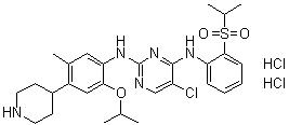 CAS 登录号：1380575-43-8, 5-氯-N4-[2-[(1-甲基乙基)磺酰基]苯基]-N2-[5-甲基-2-(1-甲基乙氧基)-4-(4-哌啶基)苯基]-2,4-嘧啶二胺二盐酸盐