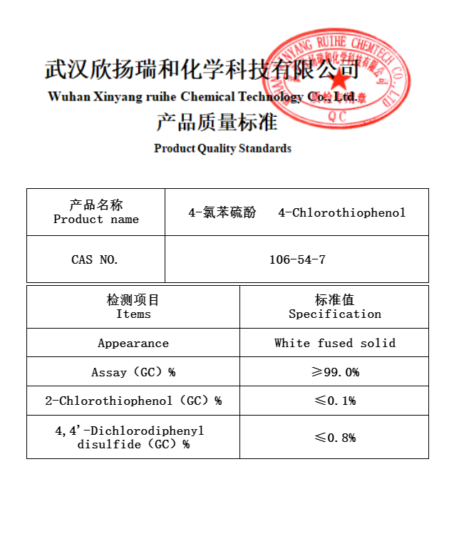 106-54-7；4-氯苯硫酚；对氯苯硫酚