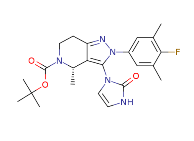 (S)-2-(4-氟-3,5-二甲基苯基)-4-甲基-3-(2-氧代-2,3-二氢-1H-咪唑-1-基)-2,4,6,7-四氢-5H-吡唑并[4,3-C]吡啶-5-羧酸叔丁酯 2212021-61-7