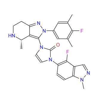 (S)-1-(4-氟-1-甲基-1H-吲唑-5-基)-3-(2-(4-氟-3,5-二甲基苯基)-4-甲基-4,5,6,7-四氢-2H-吡唑并[4,3-c]吡啶-3-基)-1,3-二氢-2H-咪唑-2-酮 2212022-56-3