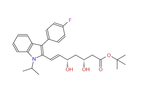 (E)-3,5-二羟基-7-[3'-(4"-氟苯基)-1'-(1"-甲基乙基)吲哚-2'-基]-6-庚烯酸叔丁酯