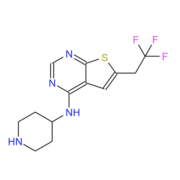 N-4-哌啶基-6-(2,2,2-三氟乙基)噻吩并[2,3-D]嘧啶-4-胺，1628317-93-0