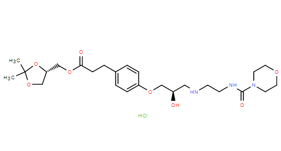 （（S）-2,2-二甲基-1,3-二氧戊环-4-基）甲基3-（4-（（R）-2-羟基-3-（（2-（吗啉-4-甲酰胺基）乙基）氨基）丙氧基）苯基）丙酸盐酸盐