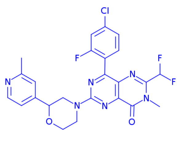 8-(4-chloro-2-fluorophenyl)-2-(difluoromethyl)-3-methyl-6-[2-(2-methyl-4-pyridyl)morpholino]pyrimido[5,4-d]pyrimidin-4-one