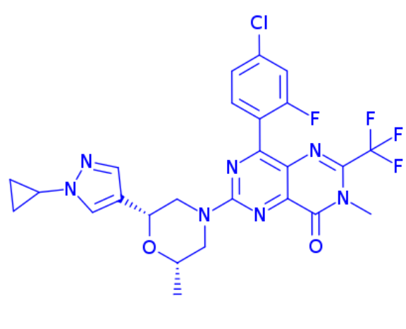 8-(4-chloro-2-fluorophenyl)-6-[(2R,6S)-2-(1-cyclopropylpyrazol-4-yl)-6-methyl-morpholin-4-yl]-3-methyl-2-(trifluoromethyl)pyrimido[5,4-d]pyrimidin-4-one