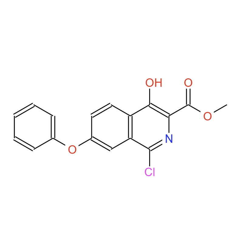 1-氯-4-羟基-7-苯氧基异喹啉-3-甲酸甲酯，1421312-33-5