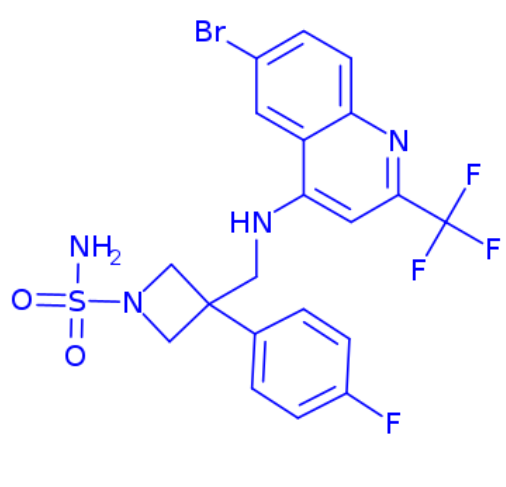 3-(((6-bromo-2-(trifluoromethyl)quinolin-4-yl)amino)methyl)-3-(4-fluorophenyl)azetidine-1-sulfonamide
