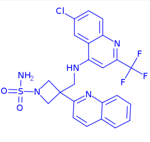 3-(((6-chloro-2-(trifluoromethyl)quinolin-4-yl)amino)methyl)-3-(quinolin-2-yl)azetidine-1-sulfonamide