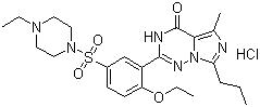 CAS 登录号：224785-91-5, 瓦地拉非盐酸盐, 盐酸伐地那非, 2-[2-乙氧基-5-(4-乙基哌嗪-1-基)磺酰苯基]-5-甲基-7-丙基-1H-咪唑并[5,1-f][1,2,4]三嗪-4-酮盐酸盐