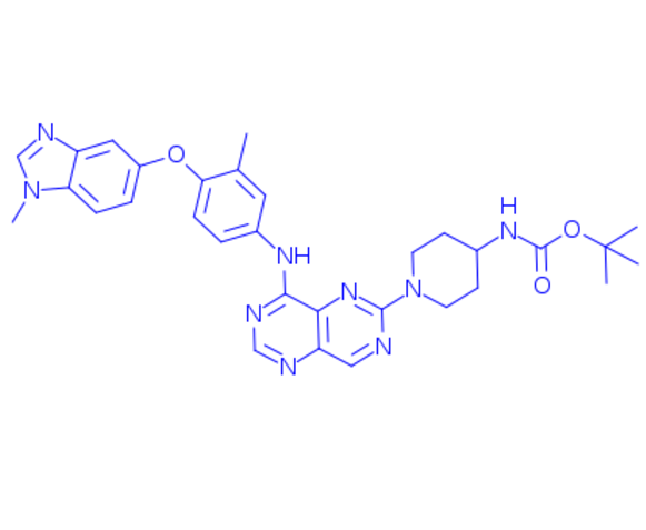 tert-butyl (1-(8-((3-methyl-4-((1-methyl-1H-benzo[d]imidazol-5-yl)oxy)phenyl)amino)pyrimido[5,4-d]pyrimidin-2-yl)piperidin-4-yl)carbamate