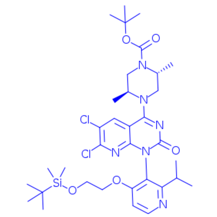 tert-butyl (2R,5S)-4-(1-(4-(2-((tert-butyldimethylsilyl)oxy)ethoxy)-2-isopropylpyridin-3-yl)-6,7-dichloro-2-oxo-1,2-dihydropyrido[2,3-d]pyrimidin-4-yl)-2,5-dime