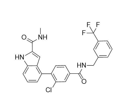 4-(2-chloro-4-((3-(trifluoromethyl)benzyl)carbamoyl)phenyl)-N-methyl-1H-indole-2-carboxamide