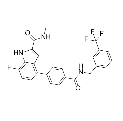 7-fluoro-N-methyl-4-(4-((3-(trifluoromethyl)benzyl)carbamoyl)phenyl)-1H-indole-2-carboxamide
