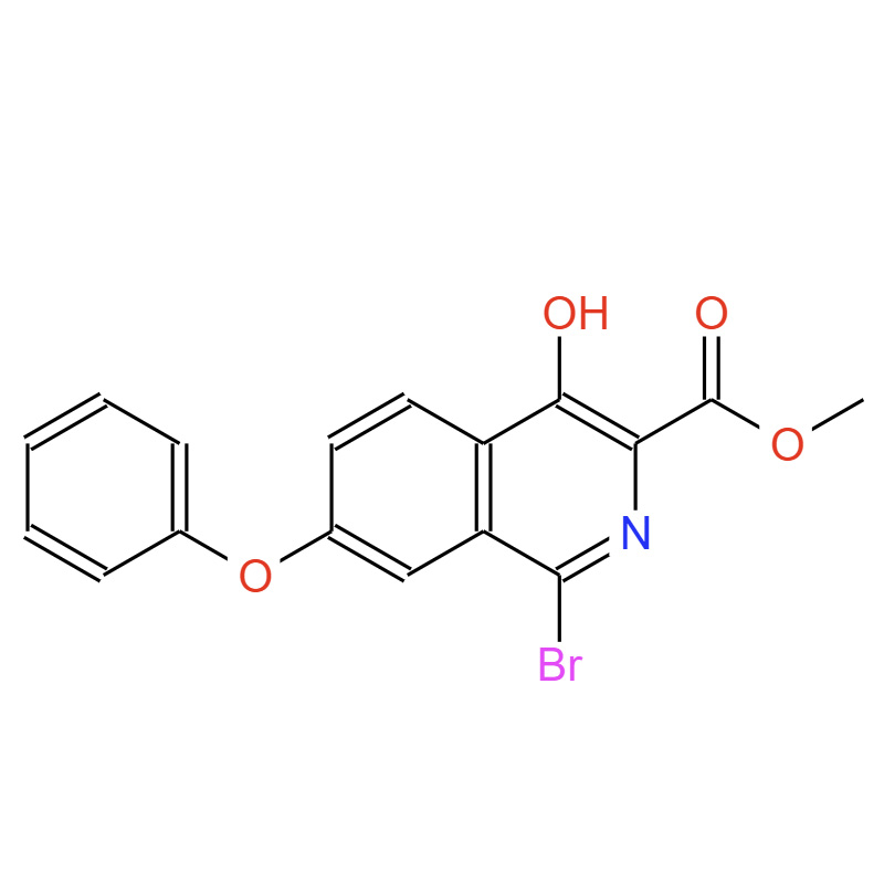 1-溴-4-羟基-7-苯氧基异喹啉-3-甲酸甲酯，1455091-21-0