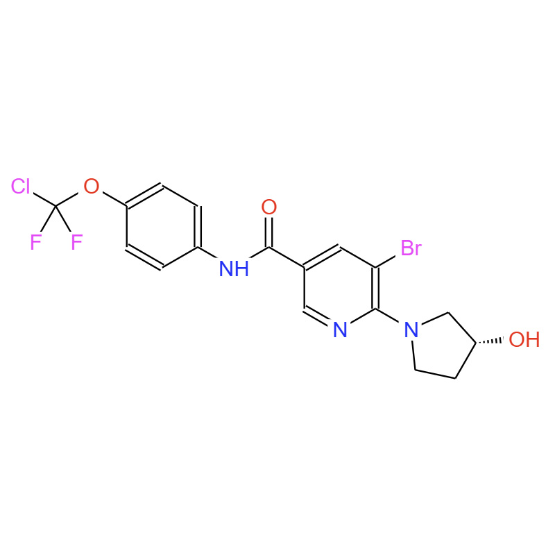 1491150-21-0，3-Pyridinecarboxamide, 5-bromo-N-[4-(chlorodifluoromethoxy)phenyl]-6-[(3R)-3-hydroxy-1-pyrrolidinyl]-