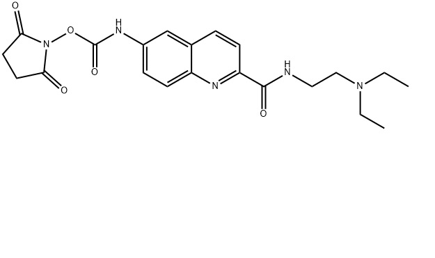 Carbamic acid, N-[2-[[[2-(diethylamino)ethyl]amino]carbonyl]-6-quinolinyl]-, 2,5-dioxo-1-pyrrolidinyl ester