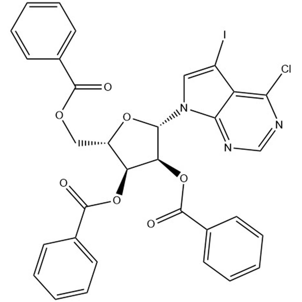 7H-Pyrrolo[2,3-d]pyrimidine, 4-chloro-5-iodo-7-(2,3,5-tri-O-benzoyl-β-L-ribofuranosyl)-;952429-13-9 